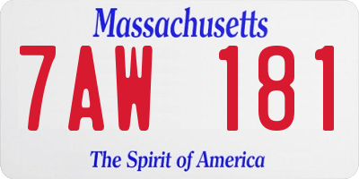 MA license plate 7AW181