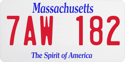 MA license plate 7AW182