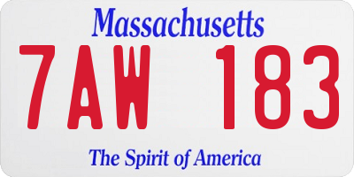 MA license plate 7AW183