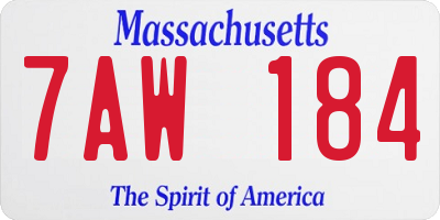 MA license plate 7AW184