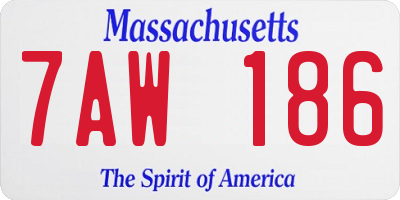 MA license plate 7AW186