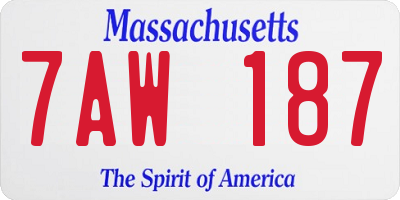 MA license plate 7AW187