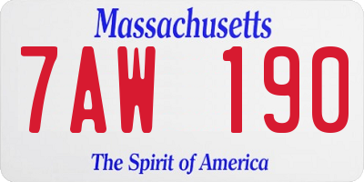 MA license plate 7AW190