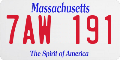 MA license plate 7AW191