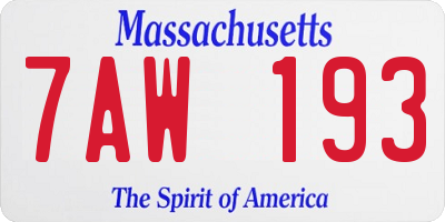 MA license plate 7AW193