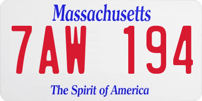 MA license plate 7AW194