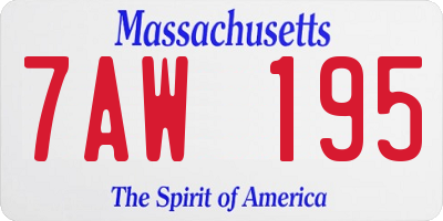 MA license plate 7AW195
