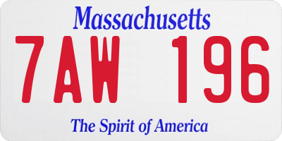 MA license plate 7AW196