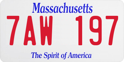 MA license plate 7AW197