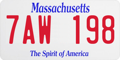 MA license plate 7AW198