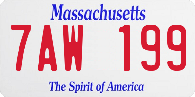 MA license plate 7AW199