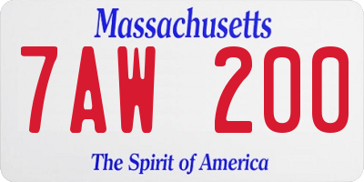 MA license plate 7AW200