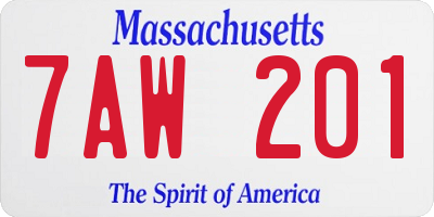 MA license plate 7AW201