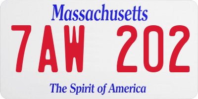 MA license plate 7AW202