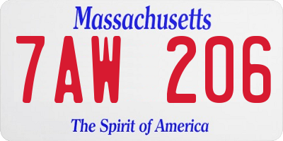 MA license plate 7AW206