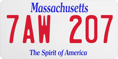 MA license plate 7AW207