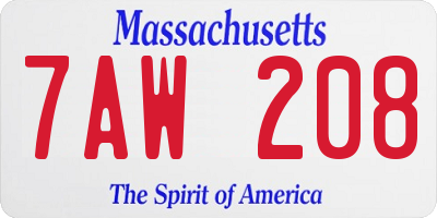 MA license plate 7AW208