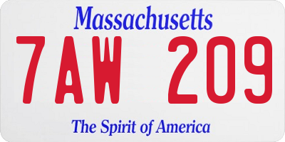 MA license plate 7AW209