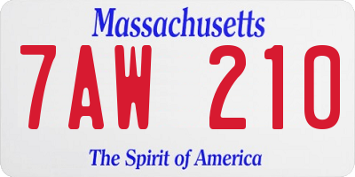 MA license plate 7AW210