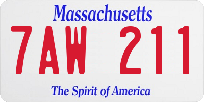 MA license plate 7AW211