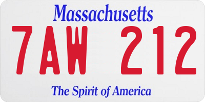 MA license plate 7AW212