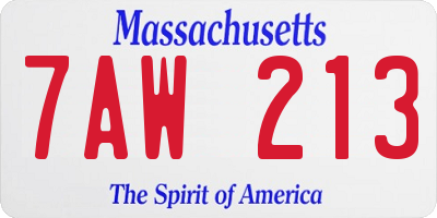 MA license plate 7AW213