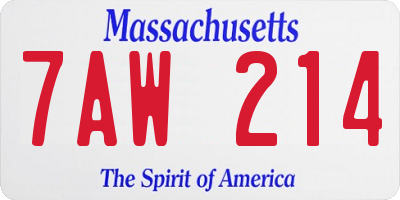 MA license plate 7AW214