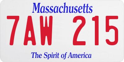 MA license plate 7AW215