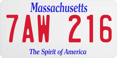 MA license plate 7AW216