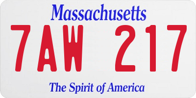 MA license plate 7AW217