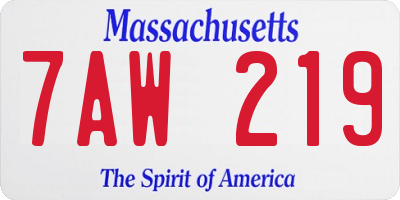 MA license plate 7AW219