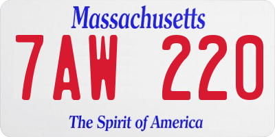 MA license plate 7AW220