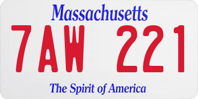 MA license plate 7AW221