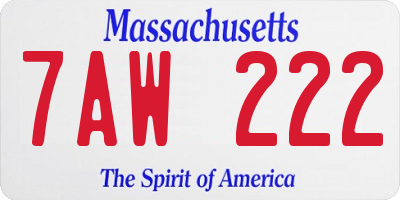 MA license plate 7AW222