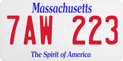 MA license plate 7AW223