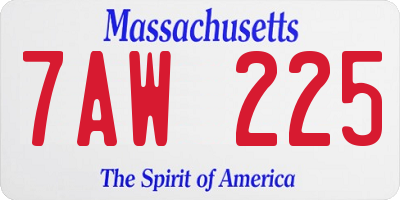 MA license plate 7AW225