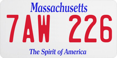 MA license plate 7AW226