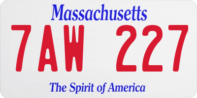 MA license plate 7AW227