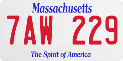 MA license plate 7AW229