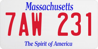 MA license plate 7AW231