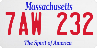 MA license plate 7AW232