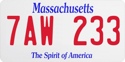 MA license plate 7AW233
