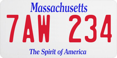 MA license plate 7AW234