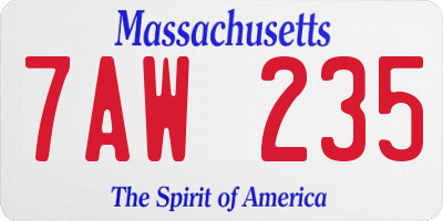 MA license plate 7AW235