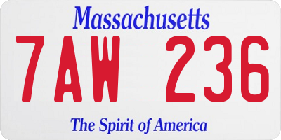 MA license plate 7AW236