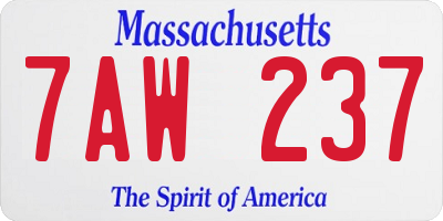 MA license plate 7AW237