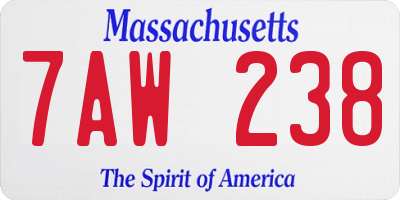MA license plate 7AW238