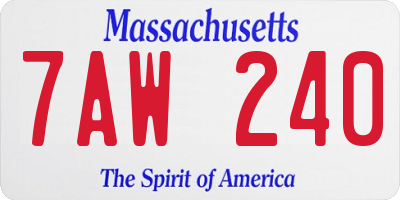 MA license plate 7AW240