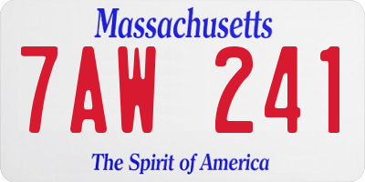MA license plate 7AW241