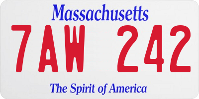 MA license plate 7AW242